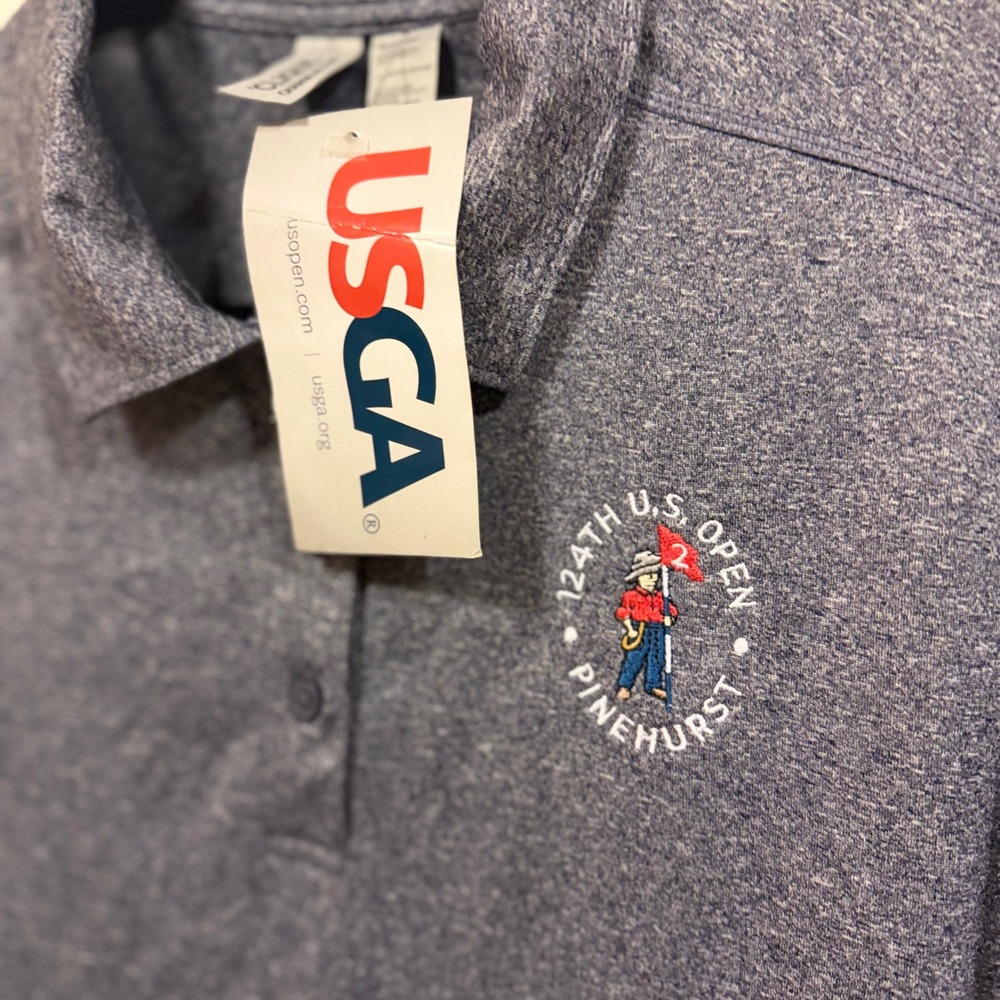 Clique US Open 124th‎ Pinehurst Women Blue Heather Golf Polo Shirt Large L USGA
